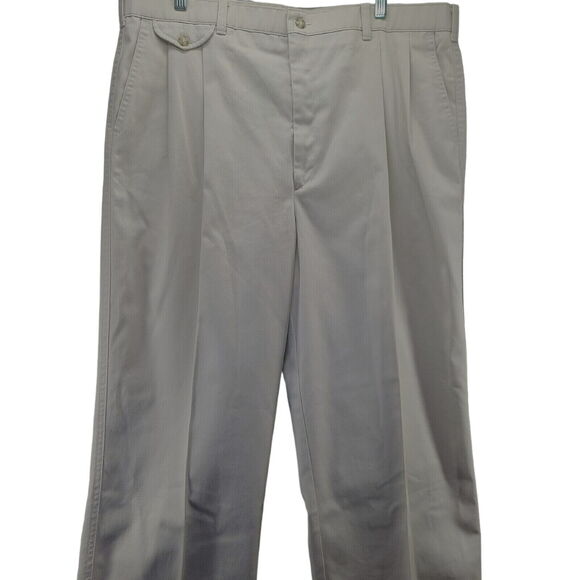 Haggar Mens Dress Pants Beige Size 40 100% Cotton Button Zip Closure Pockets - Picture 13 of 16